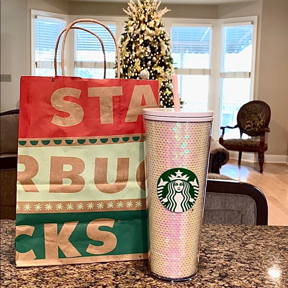Starbucks Holiday 2020 White Sequin Tumbler